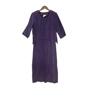 Vintage Nina Piccolino Maxi Dress Jacket Set Size 6 Purple Faux Suede 90s
